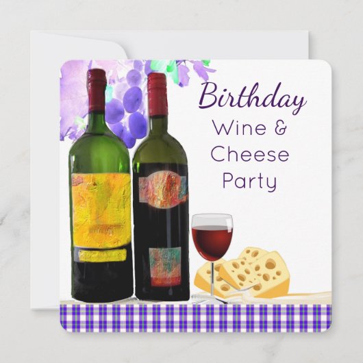 Birthday Wine & Cheese Party Invitation Kaart (Voorkant)