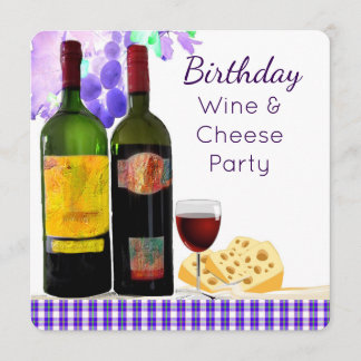 Birthday Wine & Cheese Party Invitation Kaart