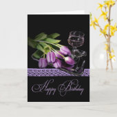 Birthday Wine en Tulips Kaart (Gele Bloem)
