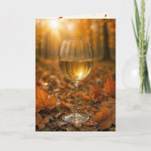Birthday Wine Glass In Autumn Maple Leaves Kaart (Voorkant)