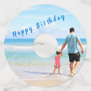 Birthday Wine Glass Label op maat van uw foto en t