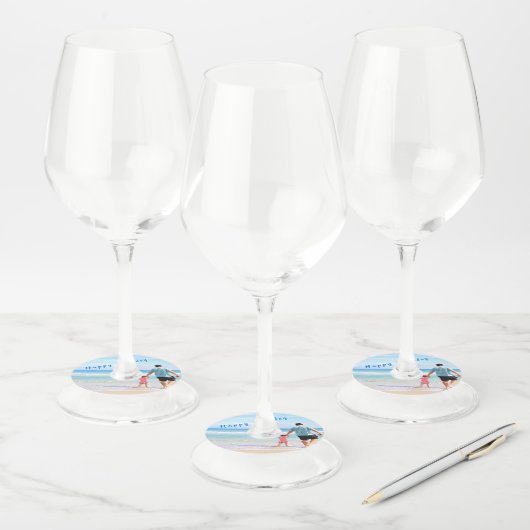 Birthday Wine Glass Label op maat van uw foto en t (Set)