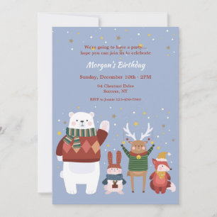 Birthday Winter Animals Kaart