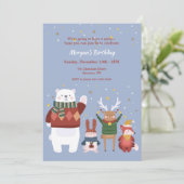 Birthday Winter Animals Kaart (Staand voorkant)