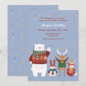 Birthday Winter Animals Kaart (Voorkant / Achterkant)