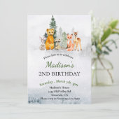 Birthday Winter Woodland Animals Holiday Kaart (Staand voorkant)