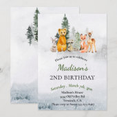 Birthday Winter Woodland Animals Holiday Kaart (Voorkant / Achterkant)