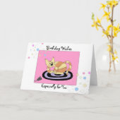 Birthday Wishes Cat op Mat Kaart (Gele Bloem)