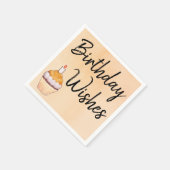 Birthday Wishes Cupcake Oranje Waterverf Servet (Hoek)