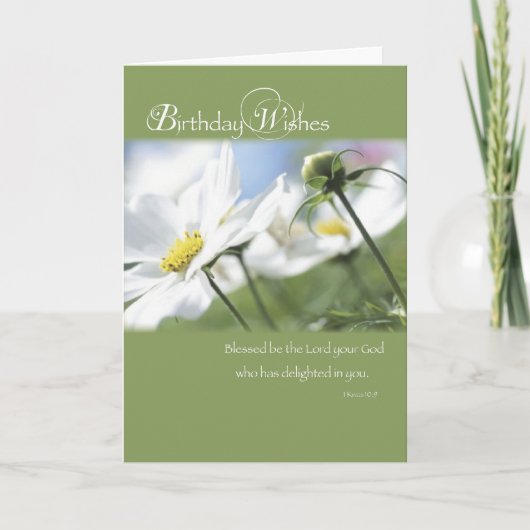 Birthday Wishes, Flowers, Religieuze Kaart (Voorkant)