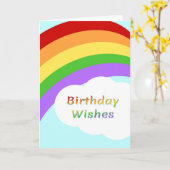 Birthday Wishes Fun Rainbow Design Kaart (Gele Bloem)