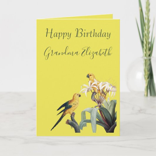 Birthday Wishes Grandma Parrots Kaart (Voorkant)