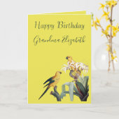 Birthday Wishes Grandma Parrots Kaart (Gele Bloem)