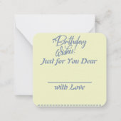 Birthday Wishes Note Kaart Notitiekaartje (Achterkant)