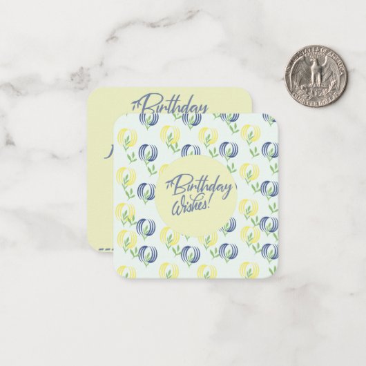 Birthday Wishes Note Kaart Notitiekaartje (Voorkant / Achterkant in situ)