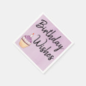 Birthday Wishes Paarse Cupcake Waterverf Servet (Hoek)