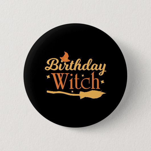 Birthday Witch Halloween Birthday Ronde Button 5,7 Cm (Voorkant)