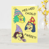 BIRTHDAY WITCHES grappig vreemd wenskaart Kaart (Gele Bloem)