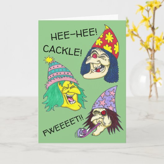 Birthday Witches Kaart (Gele Bloem)