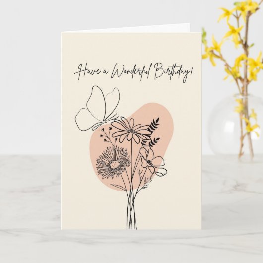 Birthday with Butterfly Kaart (Gele Bloem)