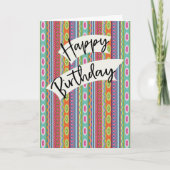 Birthday with Colorful Patterned Stripes Kaart (Voorkant)