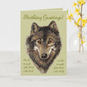 Birthday Wolf, Wolven & Quote, Animal, Kaart (Gele Bloem)