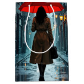 Birthday Woman With a Red Umbrella  Medium Cadeauzakje (Voorkant)