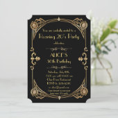 Birthday women Invitation Any age, Art Deco Gatsby Kaart (Staand voorkant)