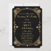 Birthday women Invitation Any age, Art Deco Gatsby Kaart (Voorkant)
