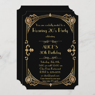 Birthday women Invitation Any age, Art Deco Gatsby Kaart