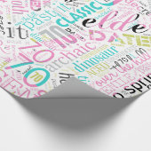Birthday Word Cloud 70 roze ID266 Cadeaupapier (Hoek)