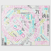 Birthday Word Cloud 70 roze ID266 Cadeaupapier (Vlak)