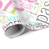 Birthday Word Cloud 70 roze ID266 Cadeaupapier (Rol Hoek)