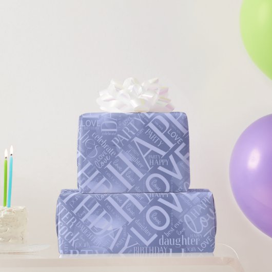 Birthday Word Cloud Daughter Blue ID272 Cadeaupapier (Feestgeschenken)
