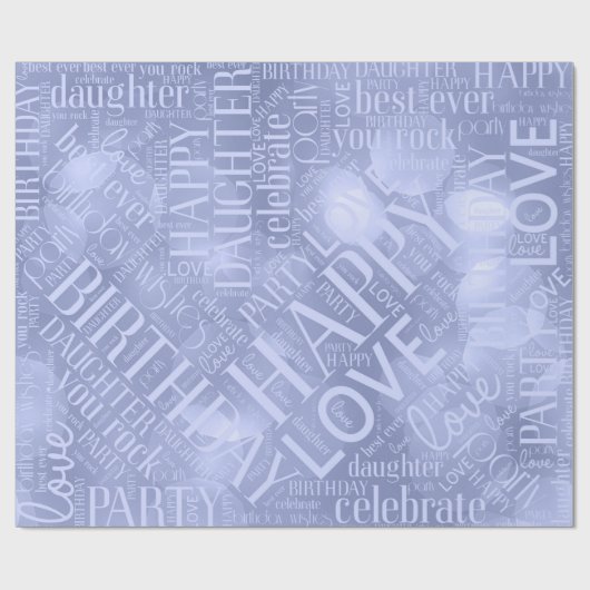 Birthday Word Cloud Daughter Blue ID272 Cadeaupapier (Vlak)