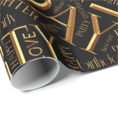 Birthday Word Cloud Daughter Gold ID272 Cadeaupapier (Rol Hoek)