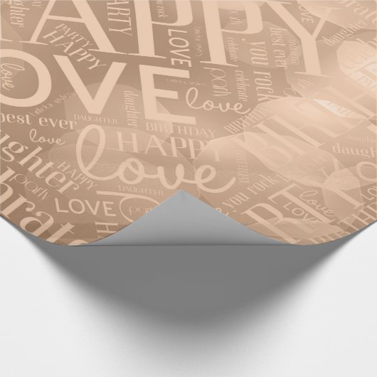 Birthday Word Cloud Daughter Peach ID272 Cadeaupapier (Hoek)