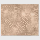 Birthday Word Cloud Daughter Peach ID272 Cadeaupapier (Vlak)