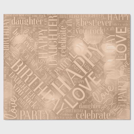 Birthday Word Cloud Daughter Peach ID272 Cadeaupapier (Vlak)