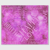 Birthday Word Cloud Daughter Pink ID272 Cadeaupapier (Vlak)