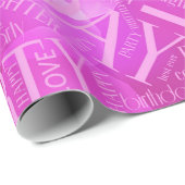 Birthday Word Cloud Daughter Pink ID272 Cadeaupapier (Rol Hoek)