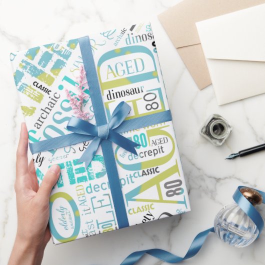 Birthday Word Cloud Eight Blue ID266 Cadeaupapier (Geschenken)