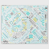 Birthday Word Cloud Eight Blue ID266 Cadeaupapier (Vlak)