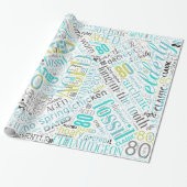 Birthday Word Cloud Eight Blue ID266 Cadeaupapier (Uitgerold)
