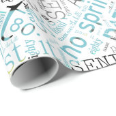 Birthday Word Cloud Eight Blue ID266 Cadeaupapier (Rol Hoek)