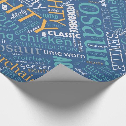 Birthday Word Cloud Eight Blue ID266 Cadeaupapier (Hoek)