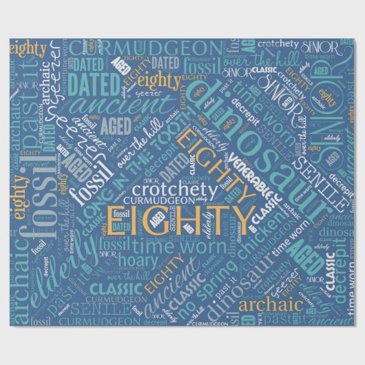 Birthday Word Cloud Eight Blue ID266 Cadeaupapier (Vlak)
