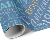 Birthday Word Cloud Eight Blue ID266 Cadeaupapier (Rol Hoek)