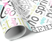 Birthday Word Cloud Eighty Pink ID266 Cadeaupapier (Rol Hoek)