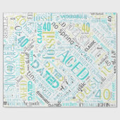 Birthday Word Cloud Forty Blue ID266 Cadeaupapier (Vlak)